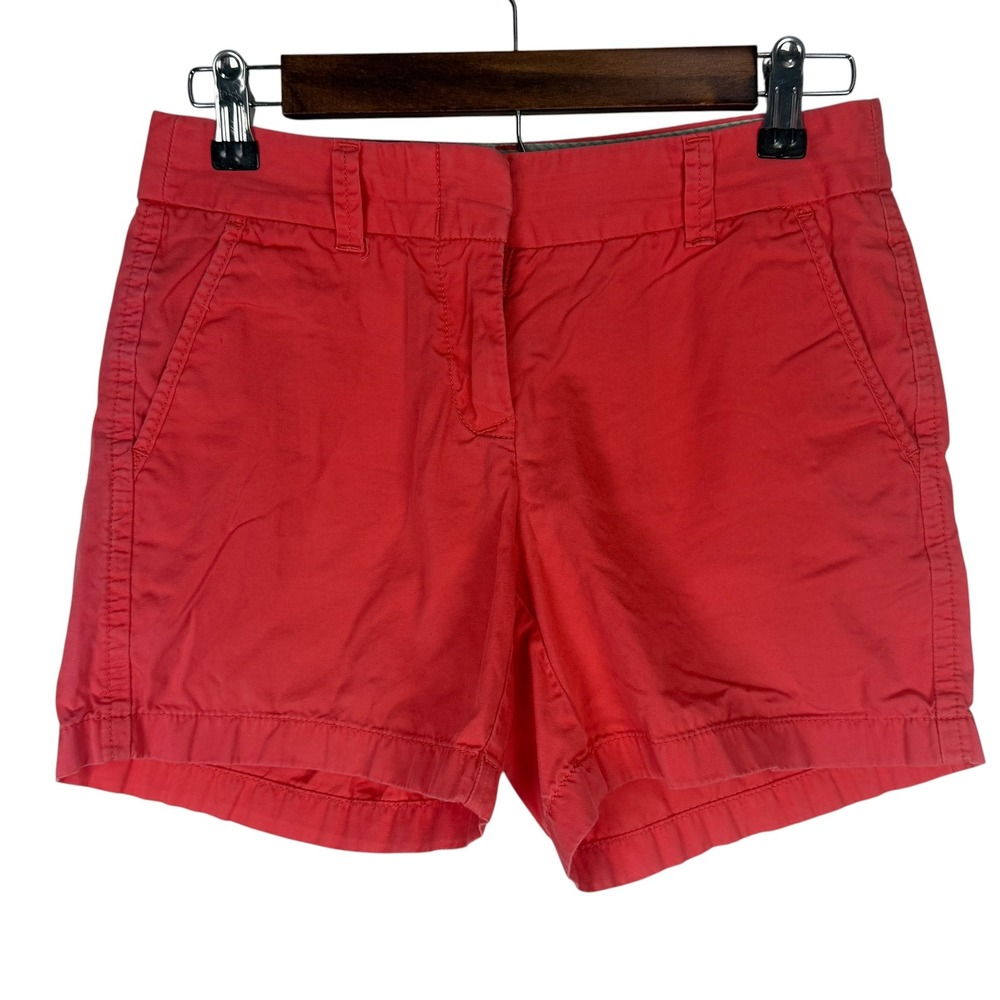 J.Crew Women's 00 Chino Broken-In Shorts Coral Pink Cotton 21760 SP13